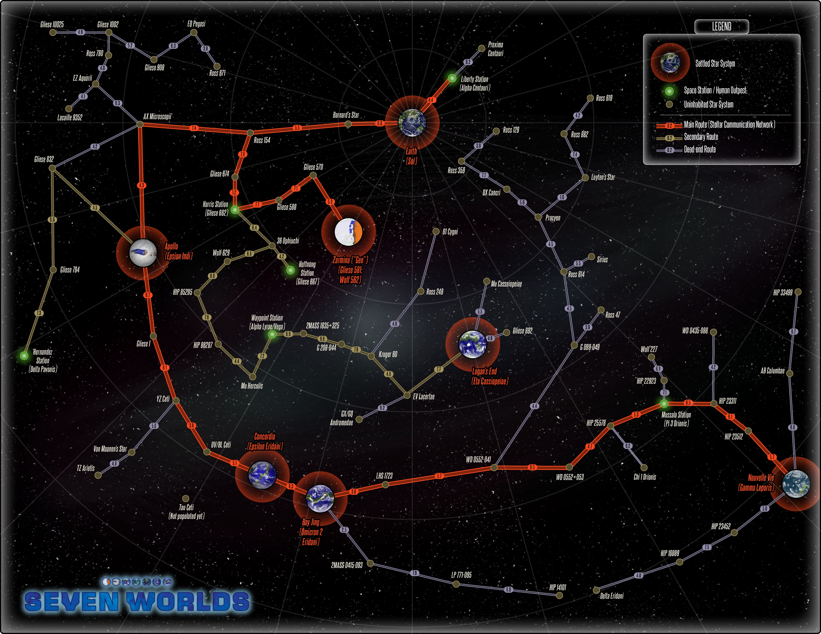 Seven Worlds Map